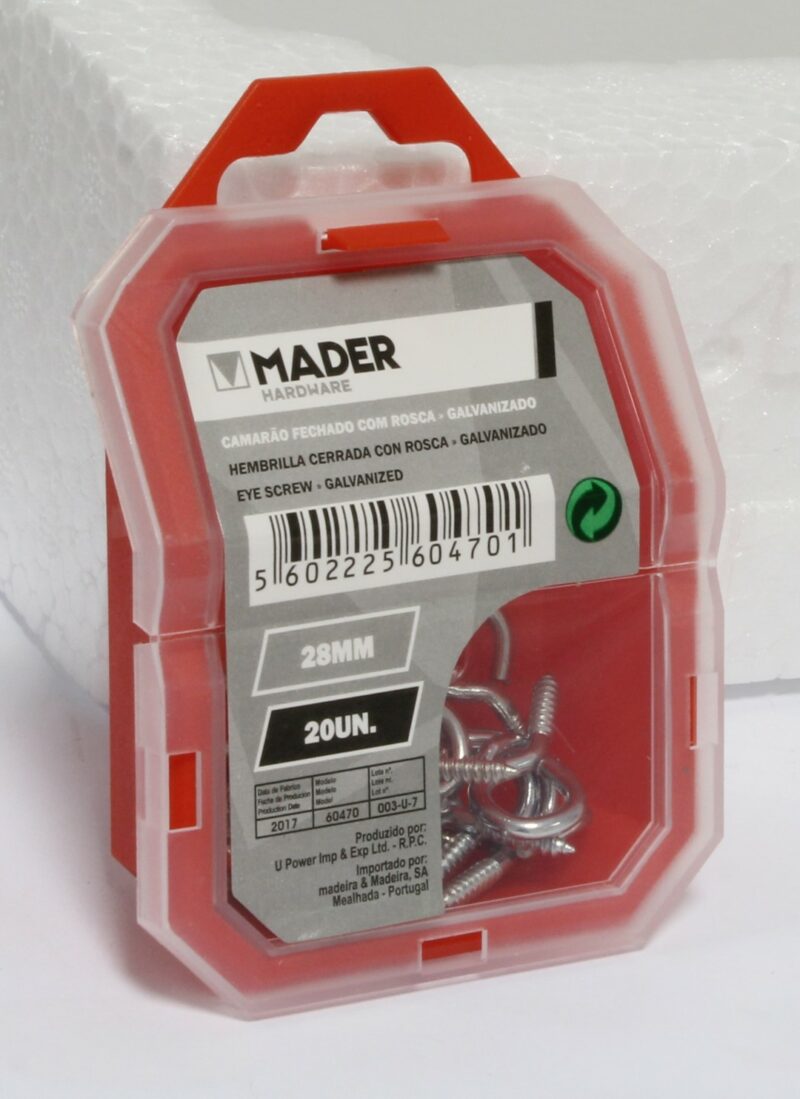 MADER 60470 - Hembrilla Cerrada com Ruesca, Galvanizado, 28mm, 20Un