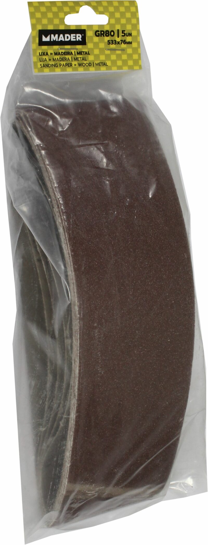 MADER 61087 - Lija, Madera y Metal, 533x76mm, GR80, 5Un