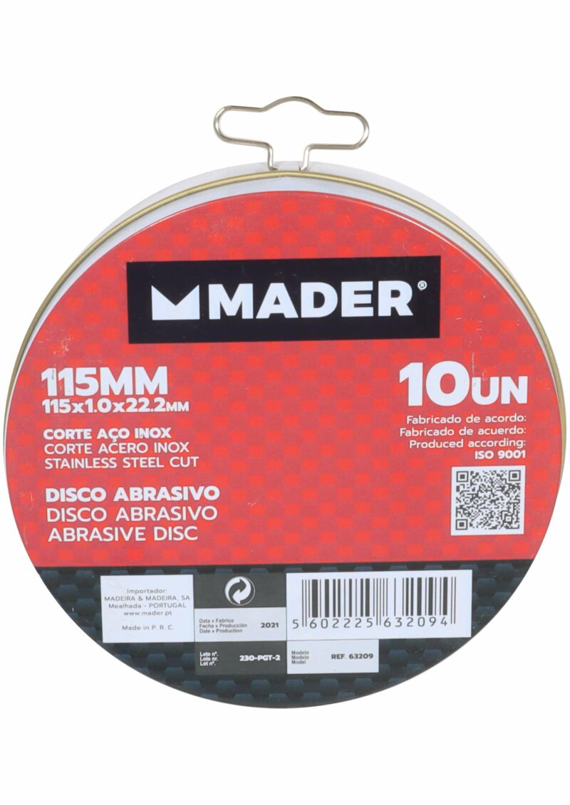 MADER 63209 - Disco Abrasivo, Corte Acero Inox, 115mm, 10un - Imagen 3