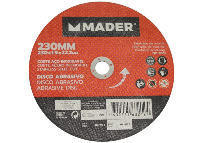 MADER 63212 - Disco Abrasivo, Corte Acero Inox, 230mm
