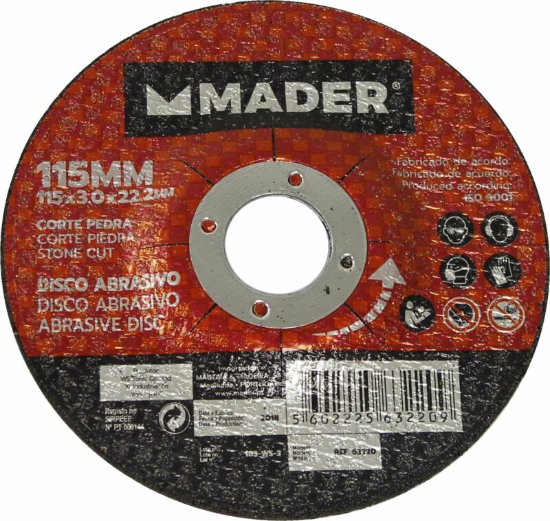 MADER 63220 - Disco Abrasivo, Corte Piedra, 115mm