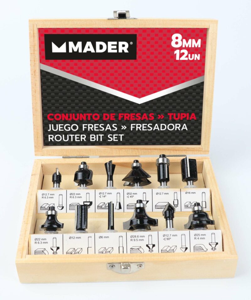 MADER 63440 - Fresas, para Ruteadora, 12un, 8mm