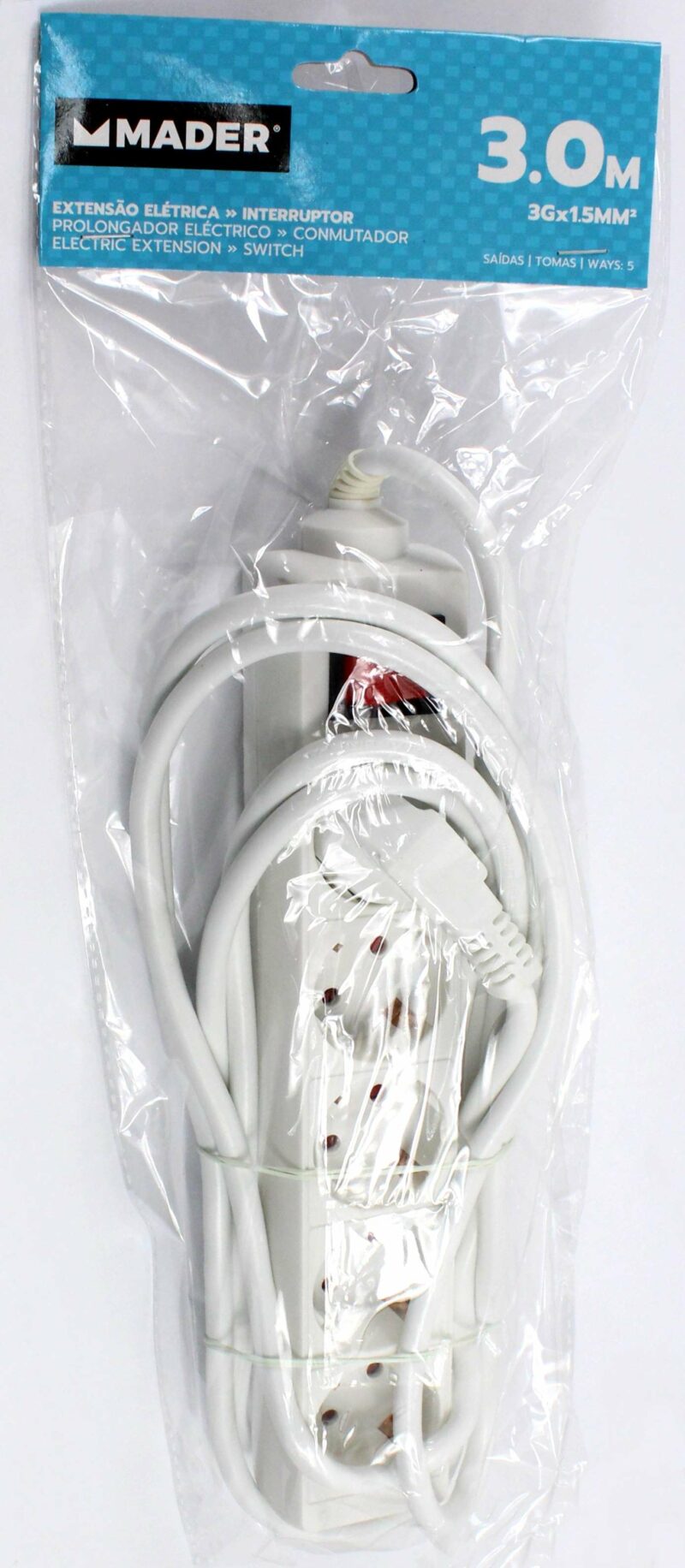 MADER 68001 - Base de Enchufe, con Interruptor, 5 Enchufes, 3m, 3G x 1.5mm² - Imagen 2