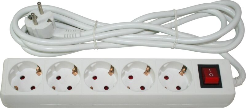 MADER 68002 - Base de Enchufe, con Interruptor, 5 Enchufes, 5m, 3G x 1.5mm²