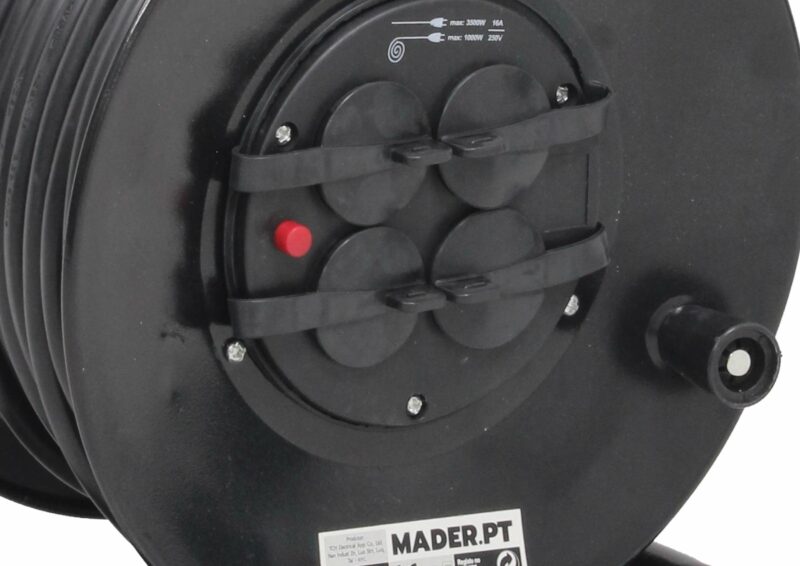 MADER 68018 - Prolongador Eléctrico, con Enrollacable Metálico, con Tapa, 30m, 3G x 2.5mm² - Imagen 2