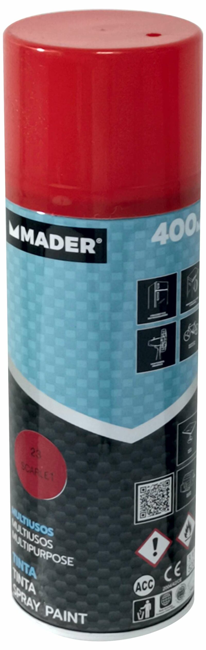 MADER 79409 - Spray Pintura, Multiusos, Scarlet, Ref. 23, 400ml