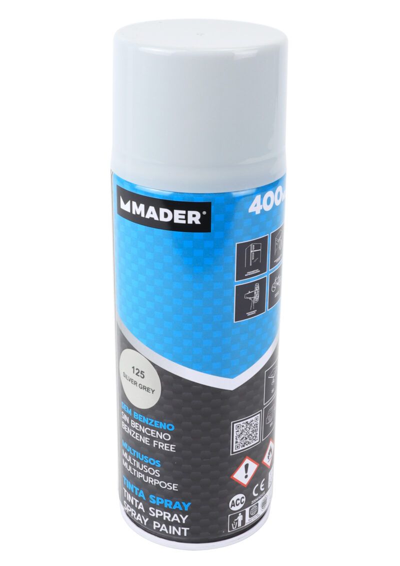 MADER 79411 - Spray Pintura, Multiusos, Silver Grey, Ref. 125, 400ml
