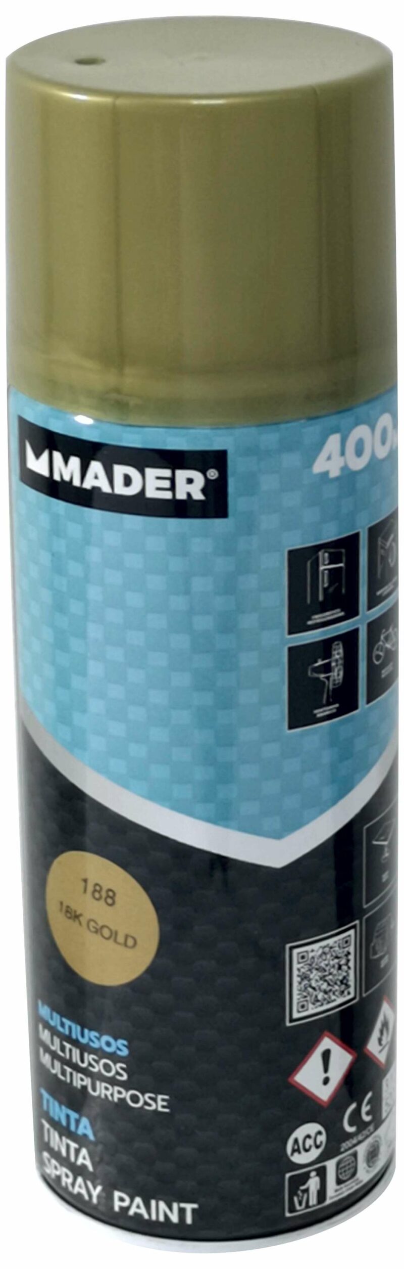 MADER 79426 - Spray Pintura, Super Metálica, Gold, Ref.188, 400ml