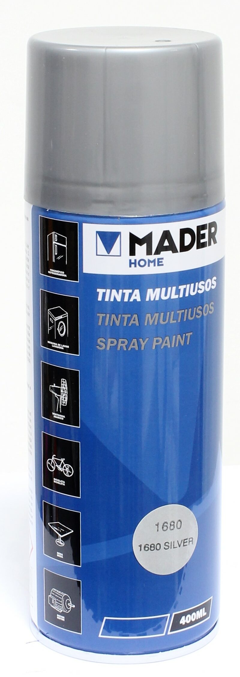 MADER 79427 - Spray Pintura, Super Metálica, Silver, Ref.1680, 400ml
