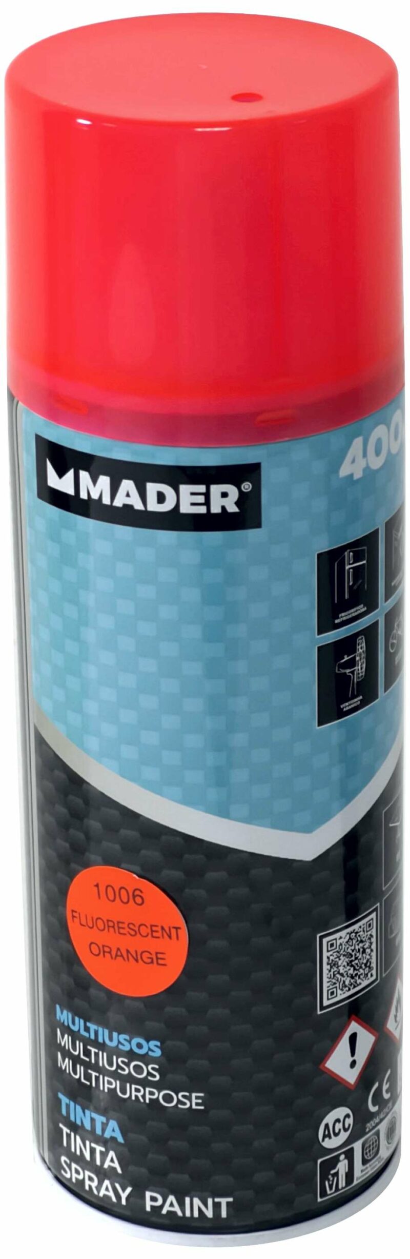 MADER 79430 - Spray Pintura, Multiusos, Fluorescente Orange, Ref. 1006, 400ml