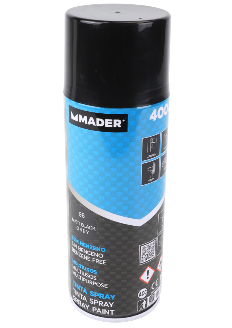 MADER 79448 - Spray Pintura, Multiusos, Matt Black Grey, Ref. 96, 400ml