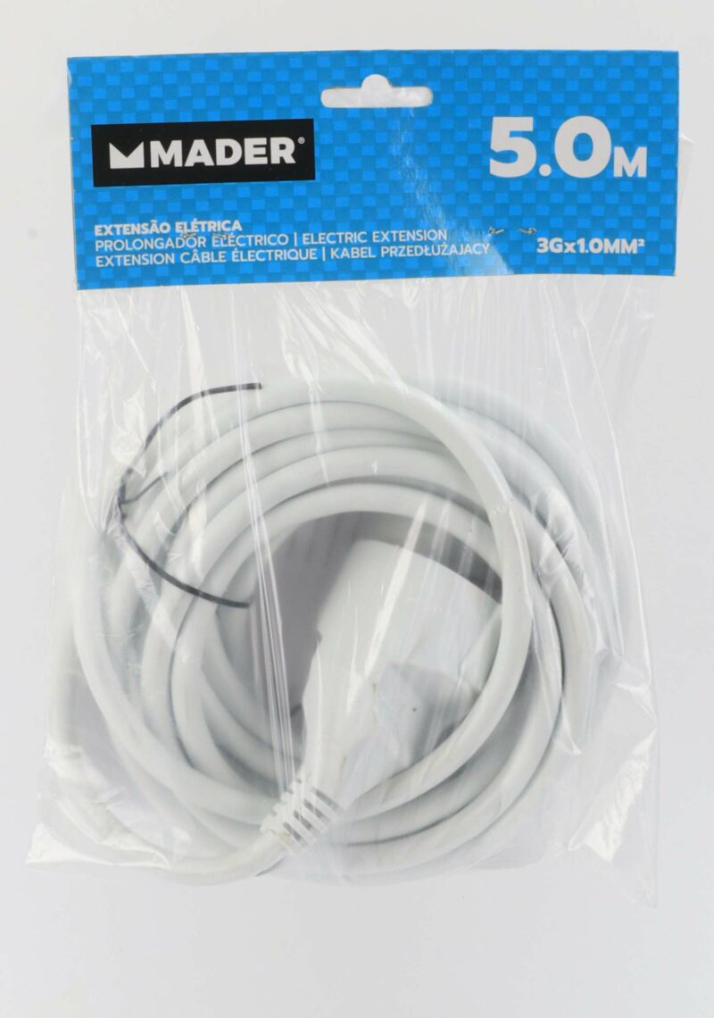 MADER 90669 - Prolongador Eléctrico, Blanca, 5m, 3Gx1.0mm² - Imagen 2