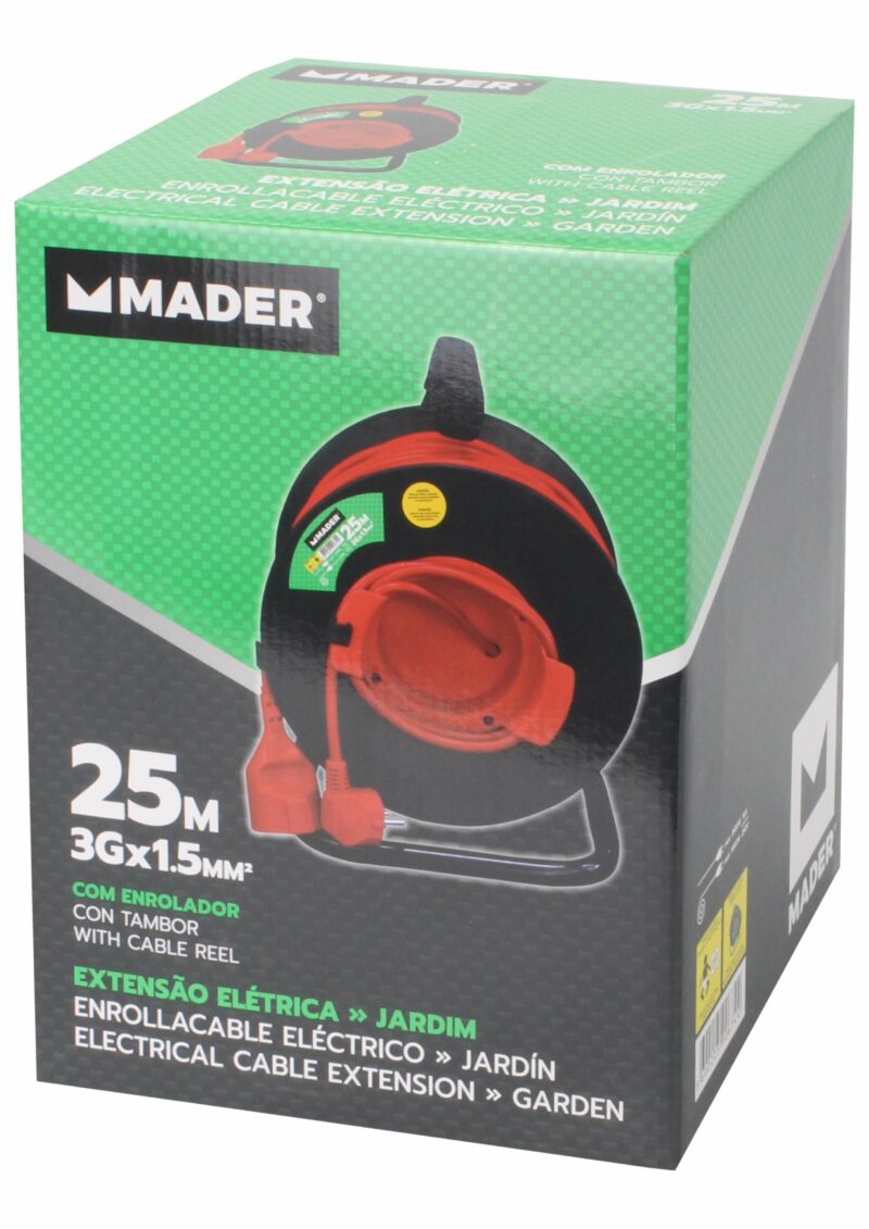 MADER 90674 - Prolongador Eléctrico, con Enrollacable, Exterior, 25m, 3G x 1,5mm² - Imagen 2