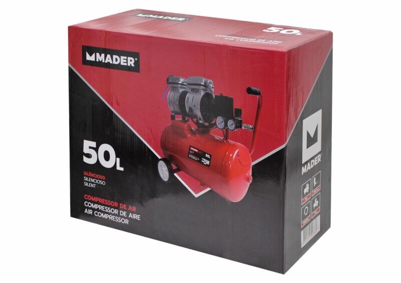 MADER 09369 - Compresor de Aire, Monobloco, 50L, 1hp, Silencioso - Imagen 4