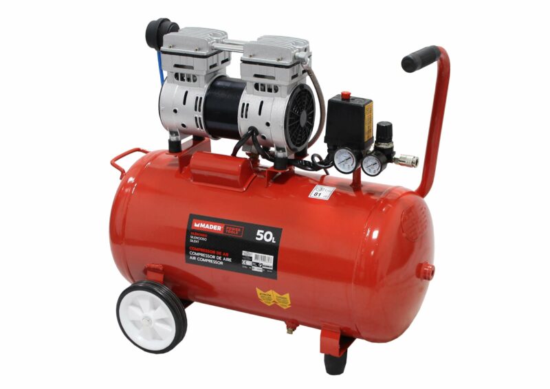 MADER 09369 - Compresor de Aire, Monobloco, 50L, 1hp, Silencioso