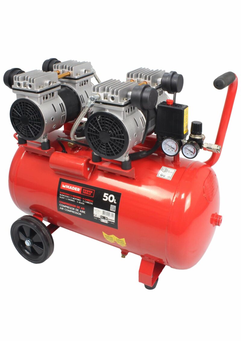 MADER 09374 - Compresor de Aire, Monobloco, 50L, 4HP, 4 Cabezas, 2 Motores