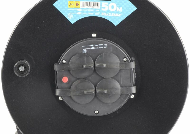 MADER 68019 - Prolongador Eléctrico, Enrollacable Metálico, con Tapa, 50m, 3G x 2,5mm² - Imagen 3