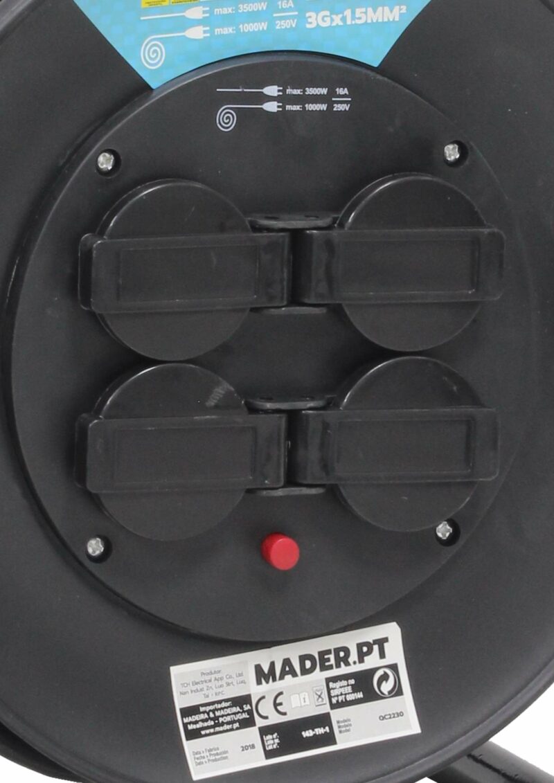 MADER 68024 - Prolongador Eléctrico, con Enrollacable, 50m, 3G x 1,5mm² - Imagen 3
