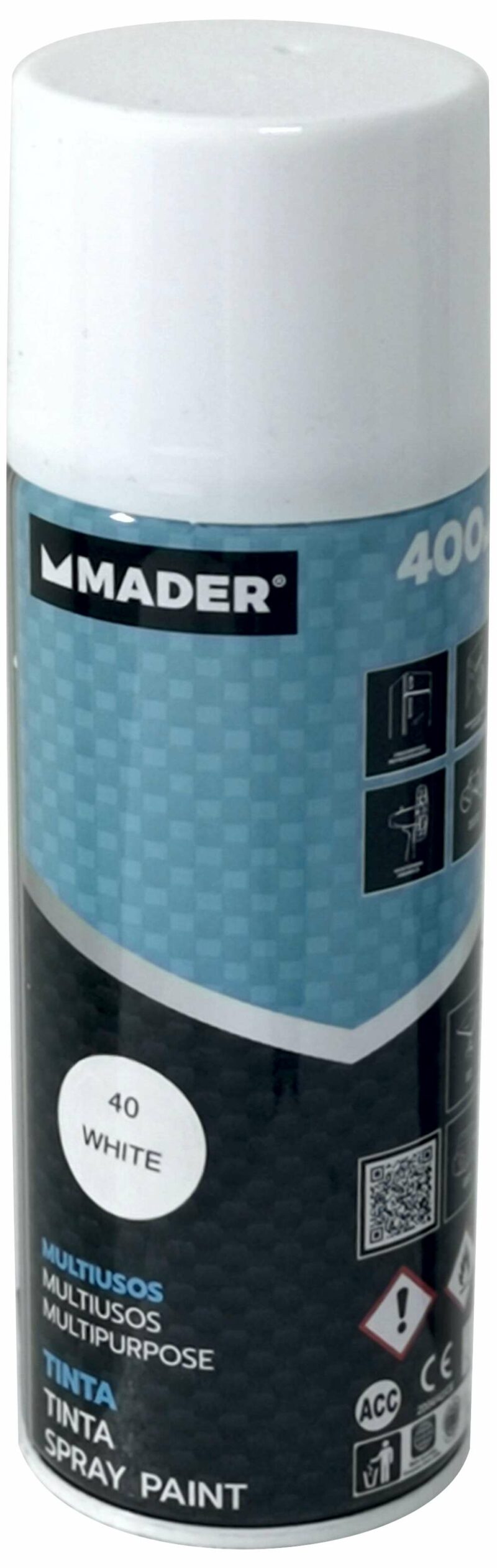 MADER 79400 - Spray Pintura, Multiusos, White, Ref. 40, 400ml