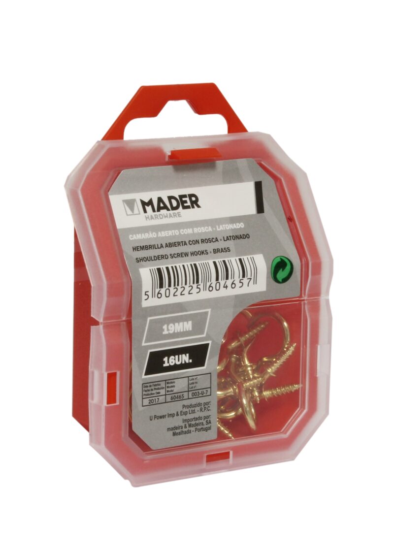 MADER 60465 - Hembrilla Abierta con Rosca, Latonado, 19mm, 16Un