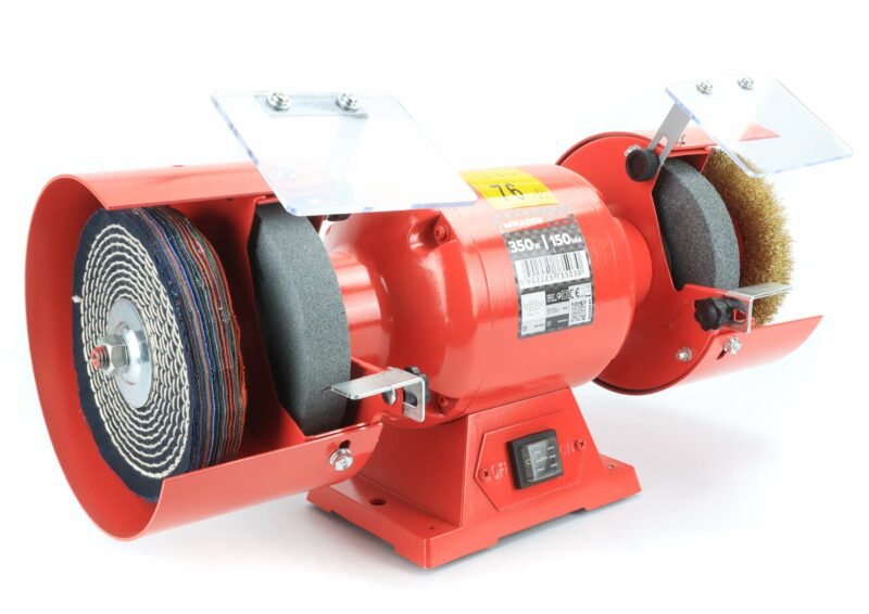 MADER 73503 - Amoladora de Banco, Eléctrica, 150mm, 350W, Cepillo Circular y Pulidora