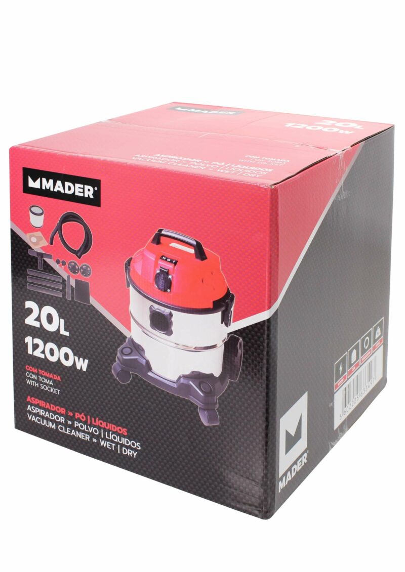 MADER 63349 - Aspirador Polvo / Liquidos, 20L, 1200W - Imagen 10