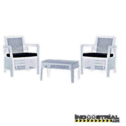 Muebles de jardin Keter | Set de dos sillones y una mesa | Color Blanco