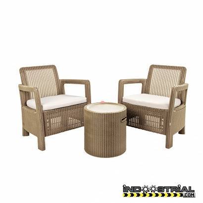Muebles de jardin Keter | Set de dos sillas y una mesa Coolstool | Color Capuchino